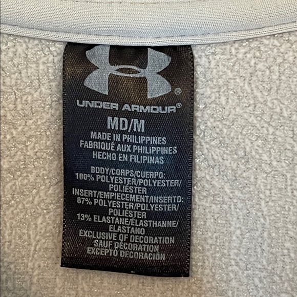 Under Armour Women’s Medium Waffle Knit Full Zip Jacket Light Gray Hood Pockets - Picture 4 of 7